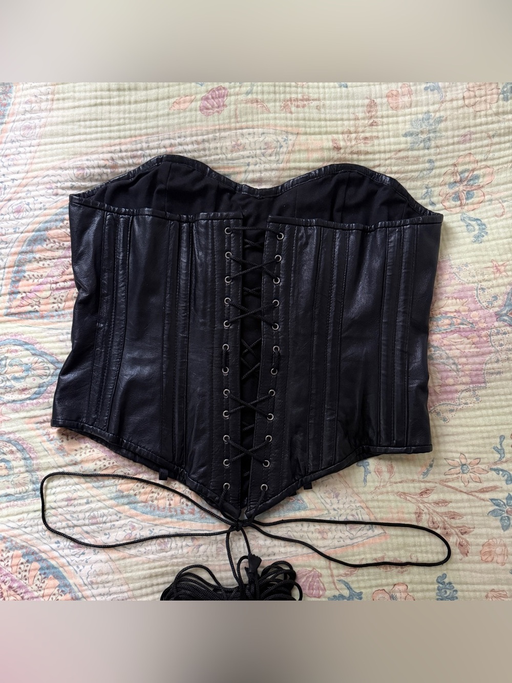 Vintage 90s Alter Ego Genuine Leather Boned Corset Black 34 Punk Japanese Goth